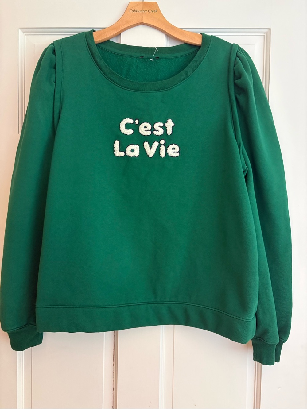 **3 for $20!!** C’est La Vie Pleated Shoulder Pullover Sweatshirt Green